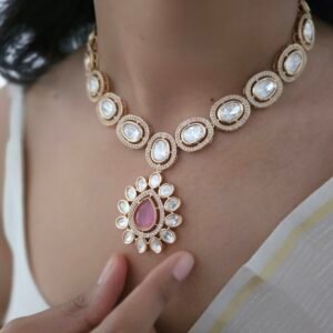 Rose polki necklace
