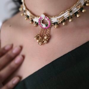 Indu polki and pearl choker